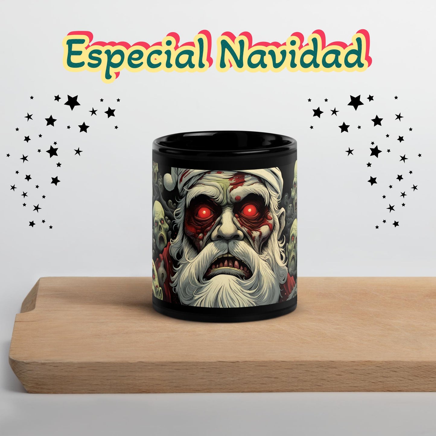 Cadeau de Noël spécial Bloody Santa tasse noire brillante