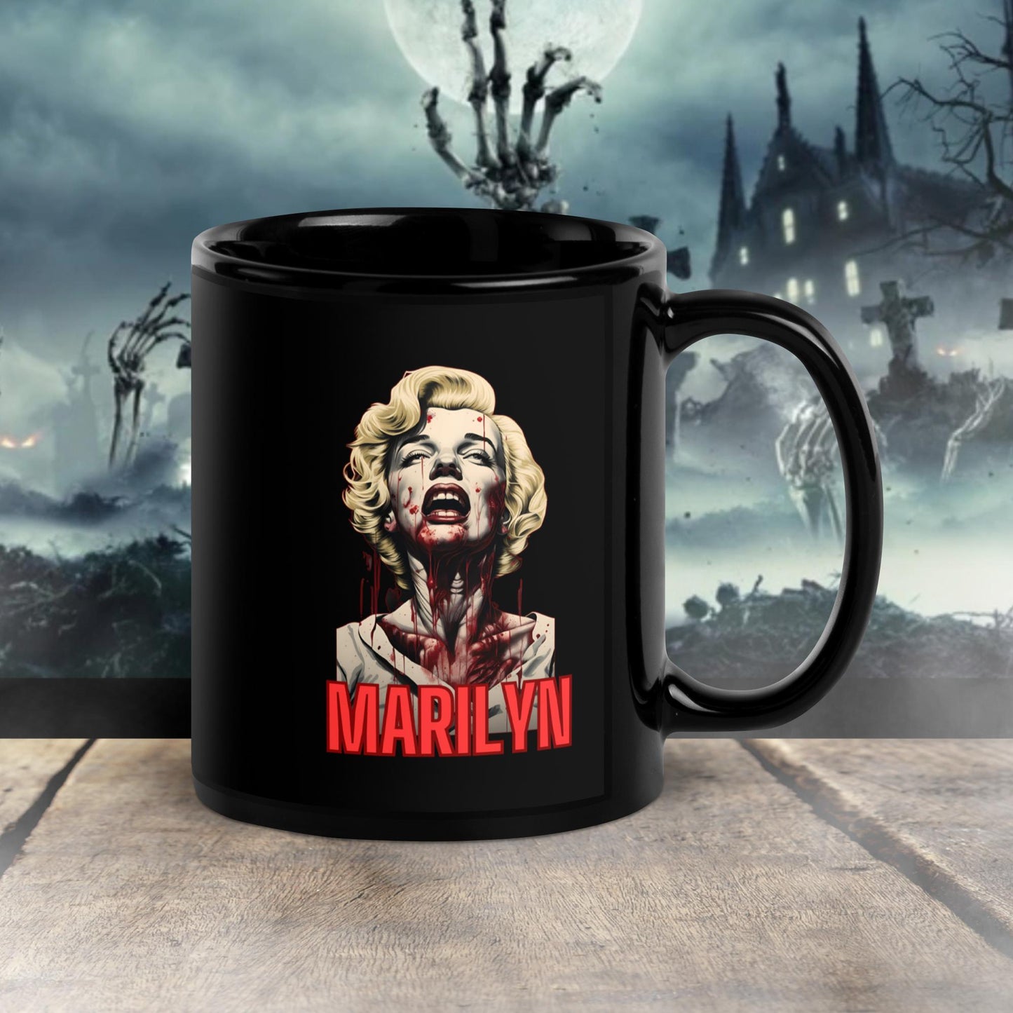 Cadeau de Noël Marilyn Monroe Vintage tasse noire brillante