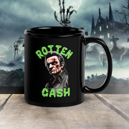 regalo navidad Johnny Cash Taza negra brillante