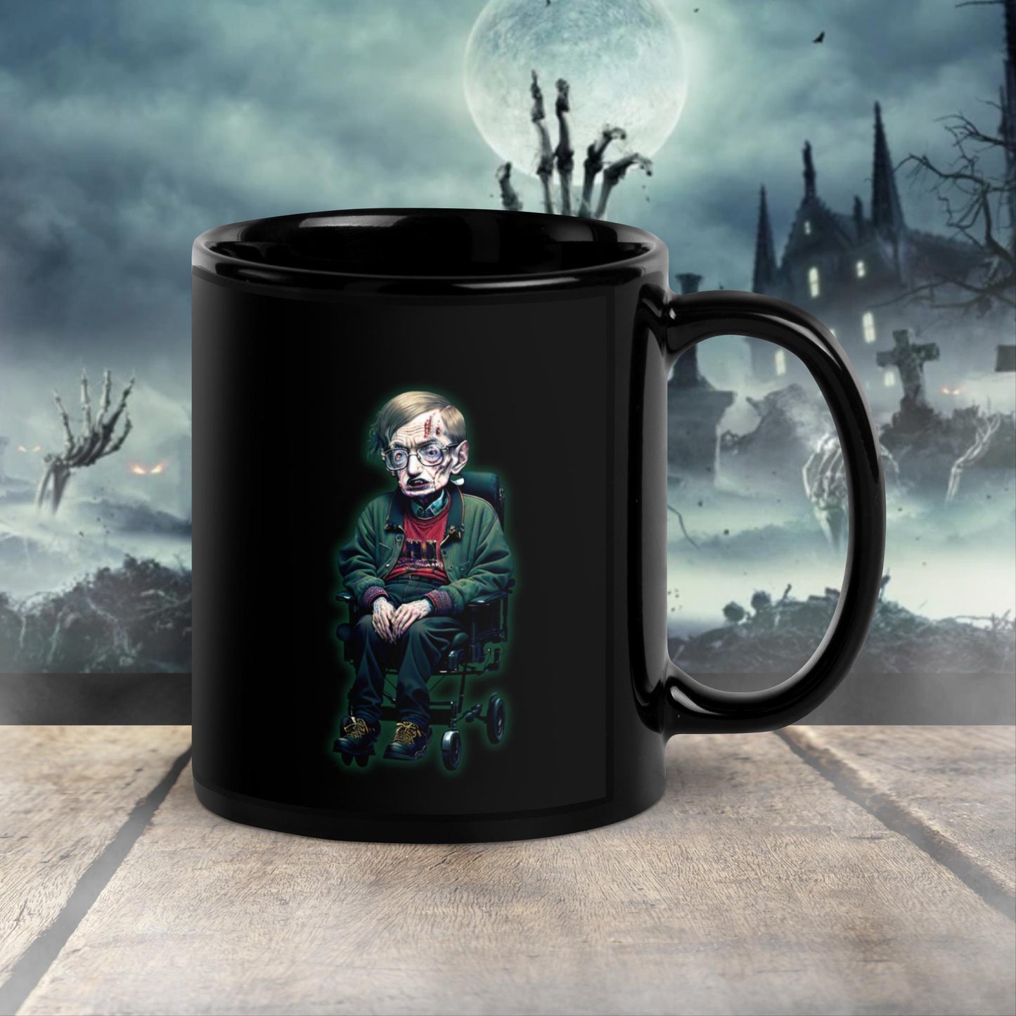 Christmas gift Stephen Hawking Glossy black mug