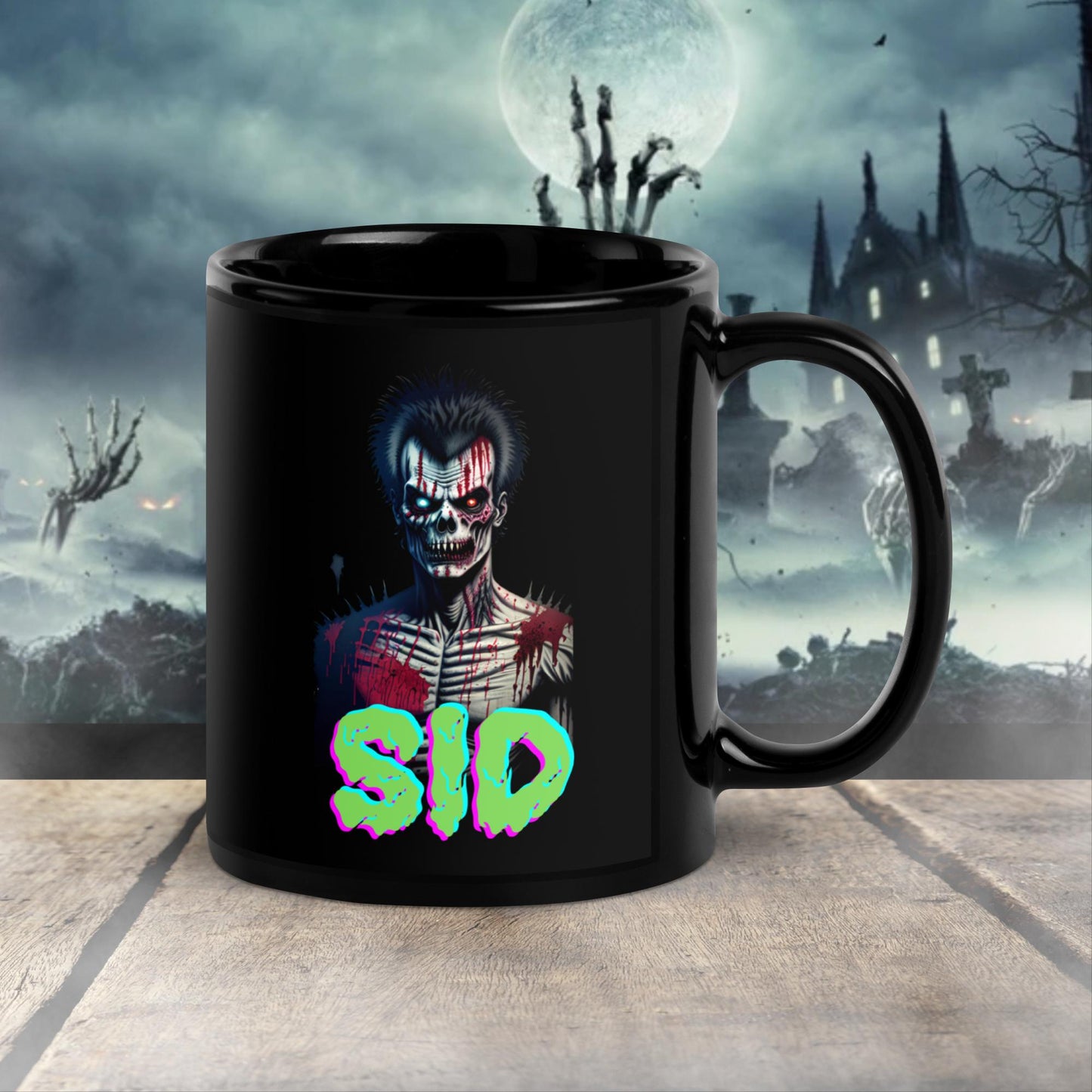 Christmas gift Sid Vicious Zombie Glossy black mug