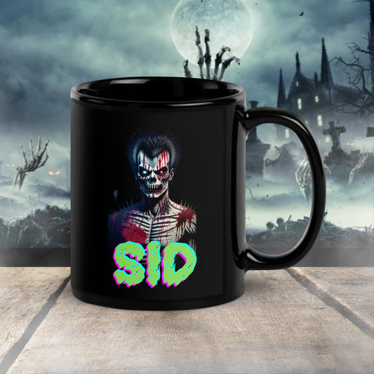 regalo navidad Sid Vicious Zombi Taza negra brillante