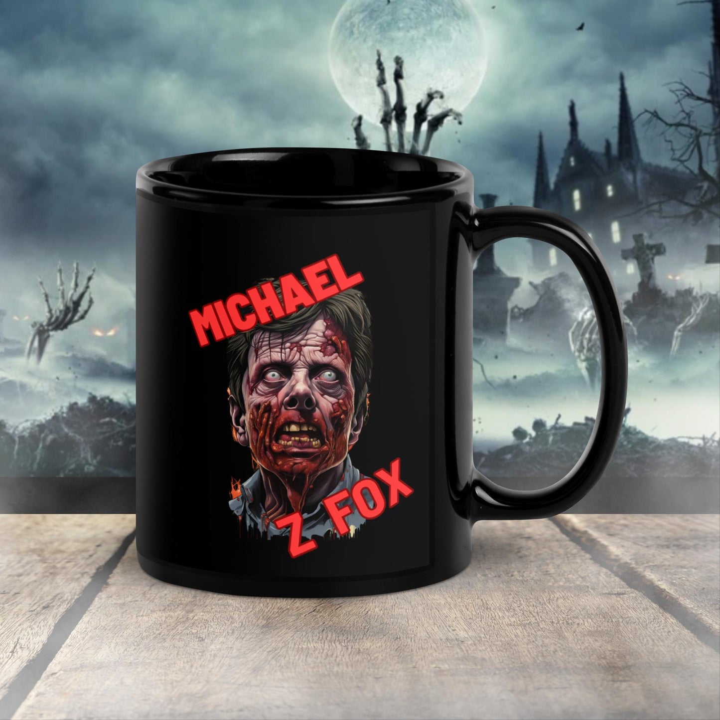 Cadeau de Noël Michael Z Fox Mug noir brillant