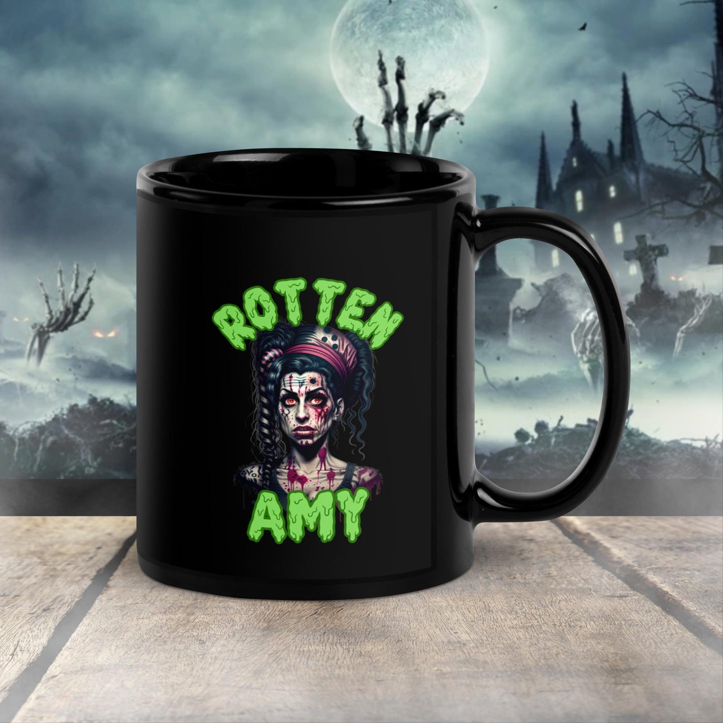 Christmas gift Amy Winehouse Glossy black mug