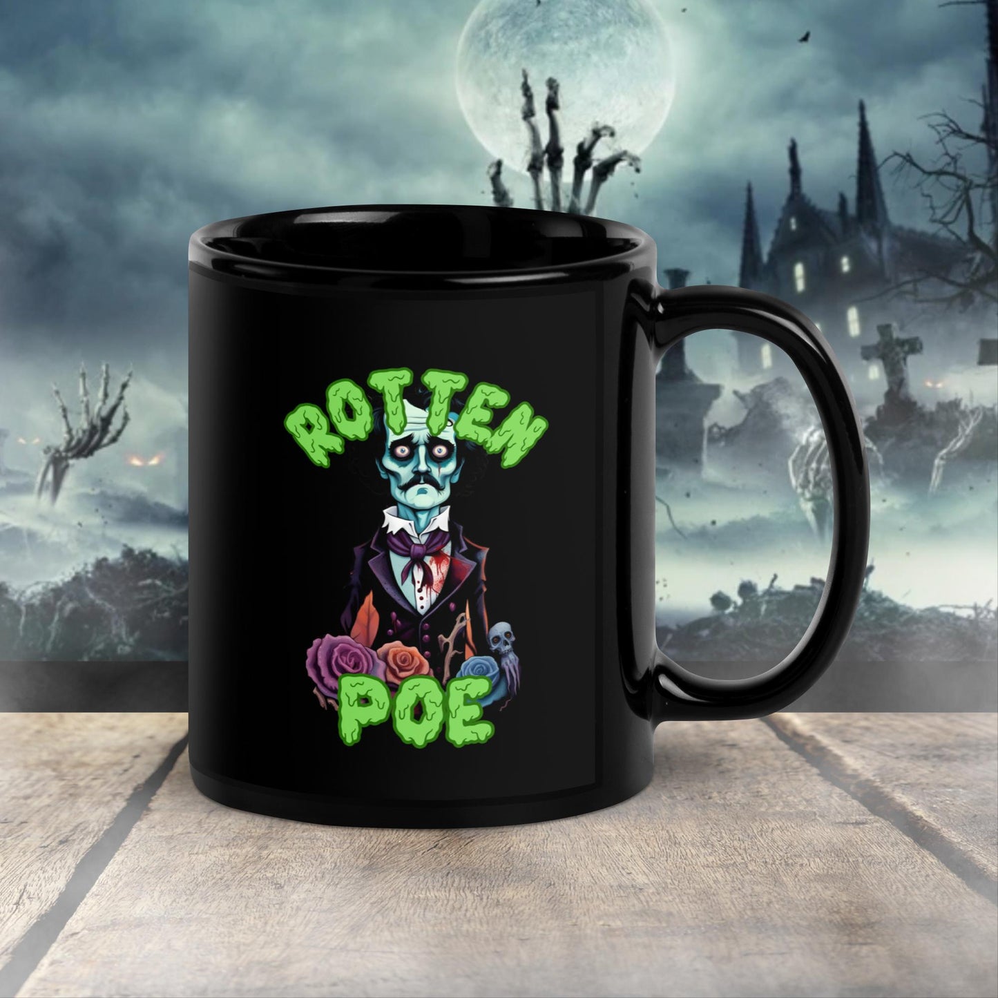 Christmas gift Edgar Allan Poe Glossy black mug