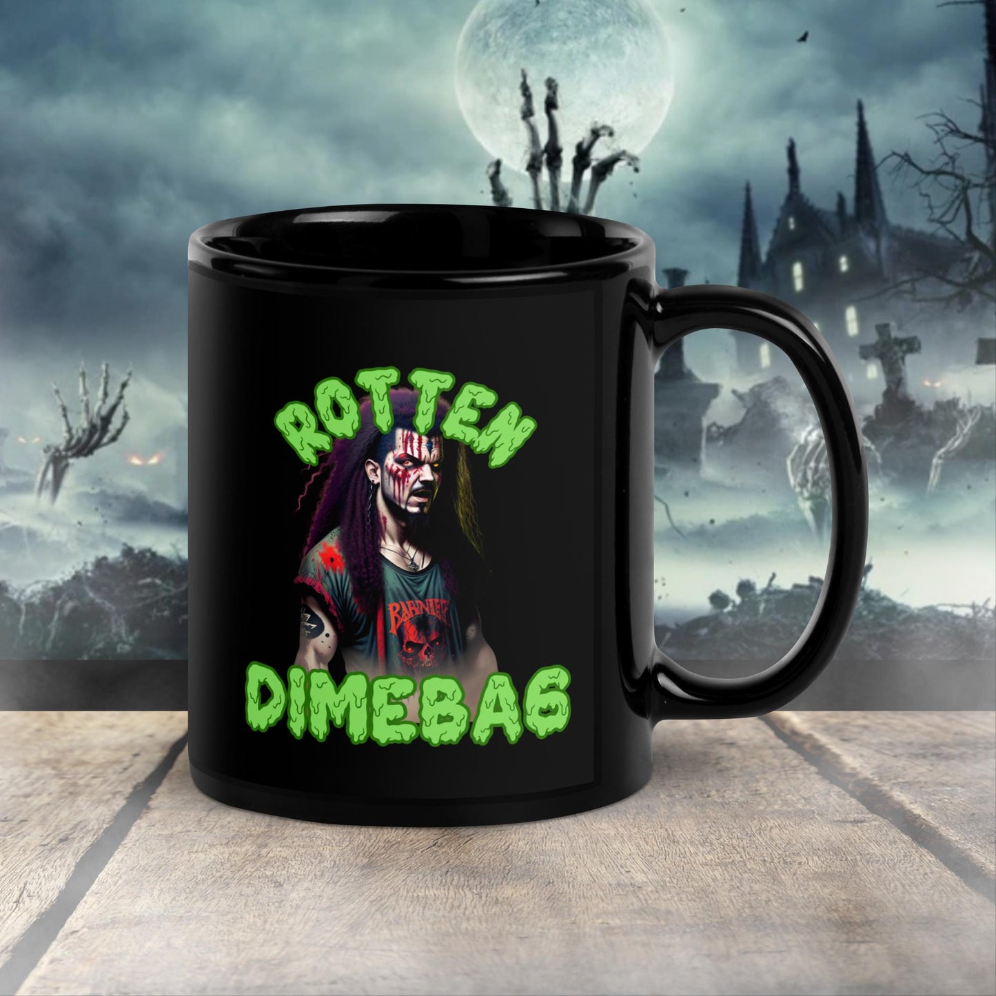 Cadeau de Noël Dimebag Darrell mug noir brillant Vintage Panther