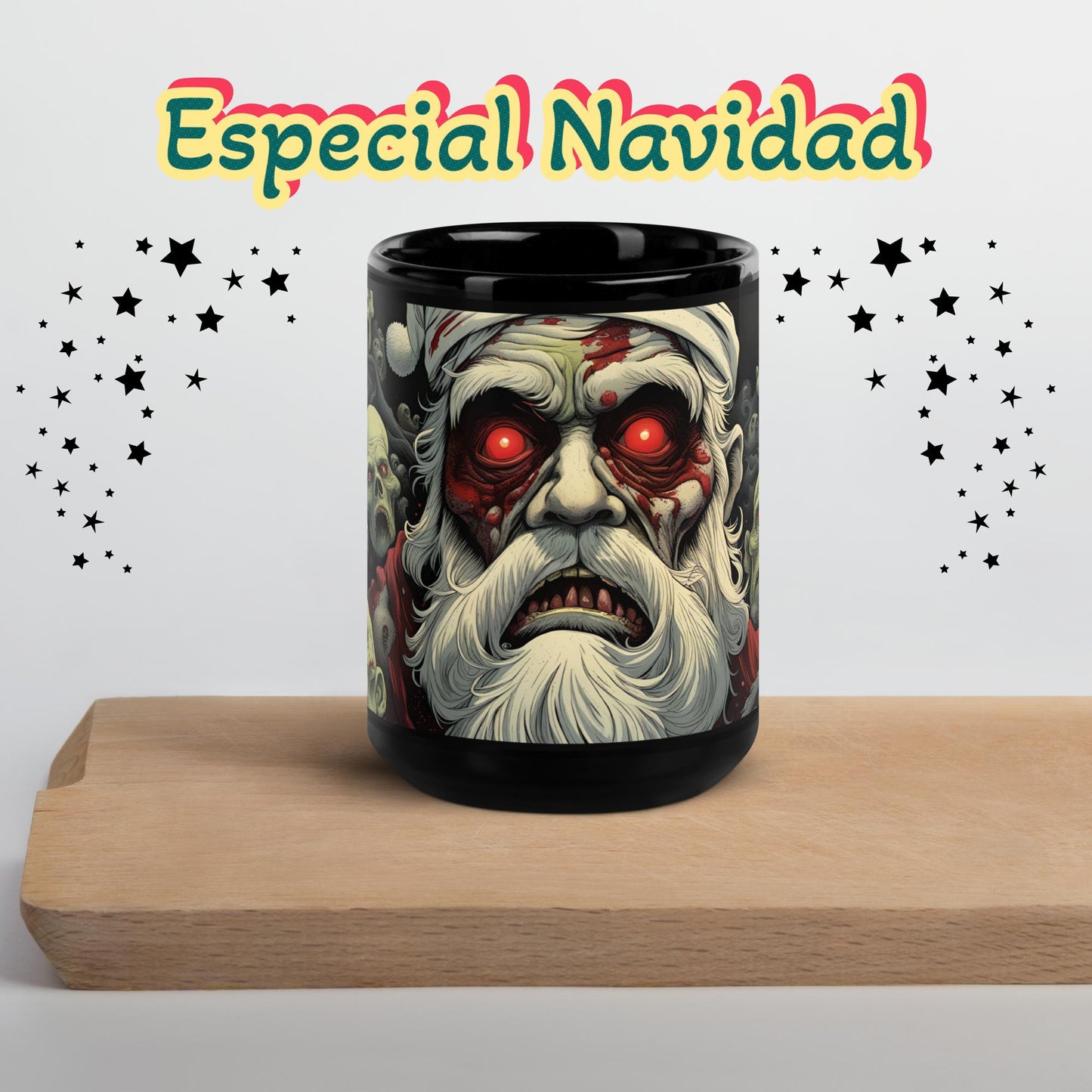 Special Christmas Gift Bloody Santa glossy black mug