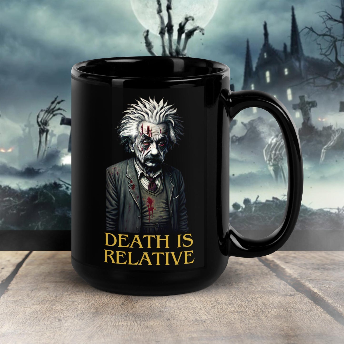 cadeau de Noël Albert Einstein Vintage tasse noire brillante