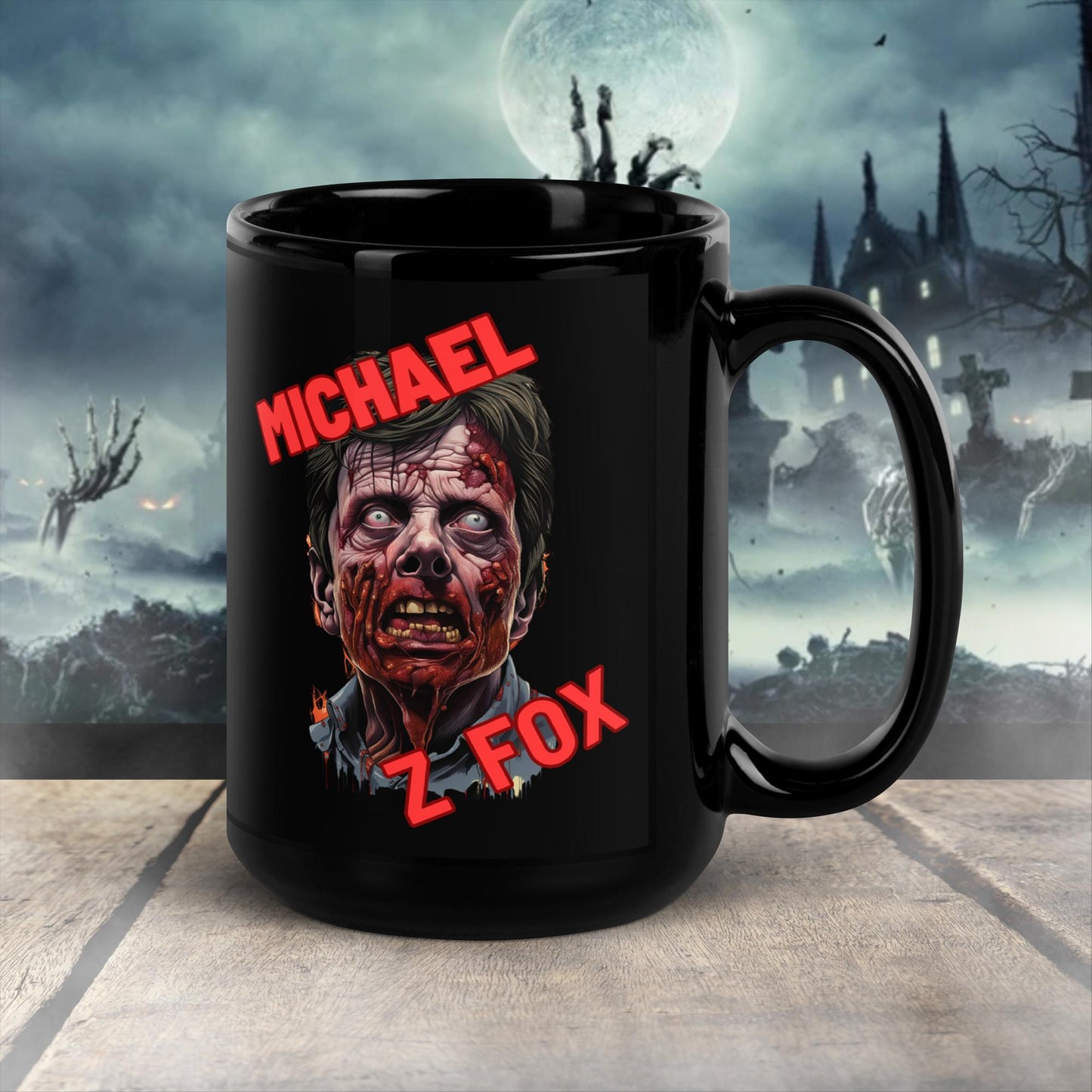 Cadeau de Noël Michael Z Fox Mug noir brillant