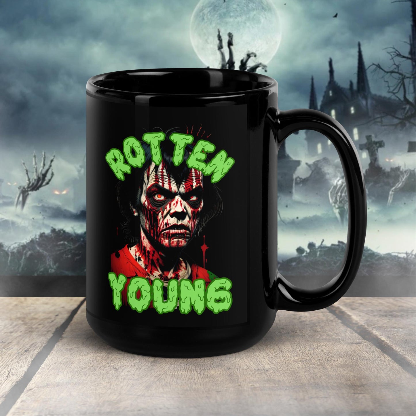 Neil Young Christmas Gift Glossy Black Mug