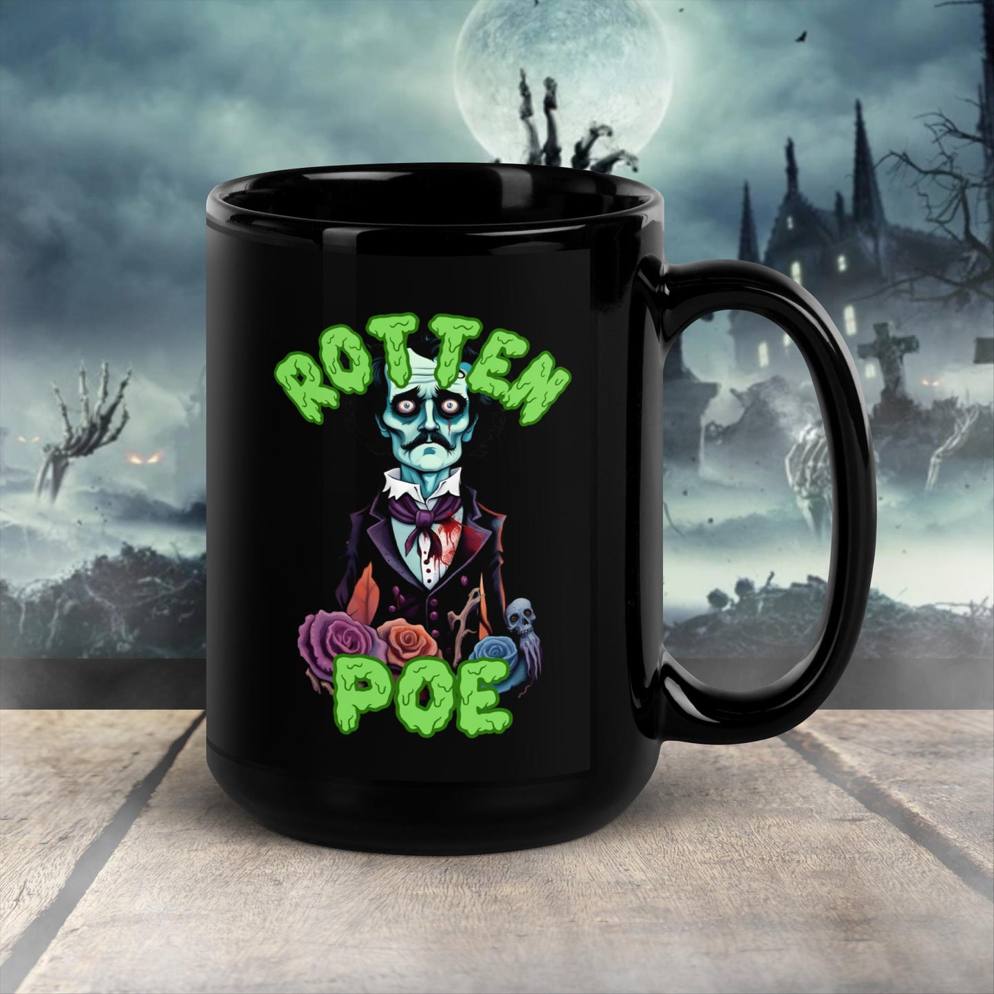 Christmas gift Edgar Allan Poe Glossy black mug