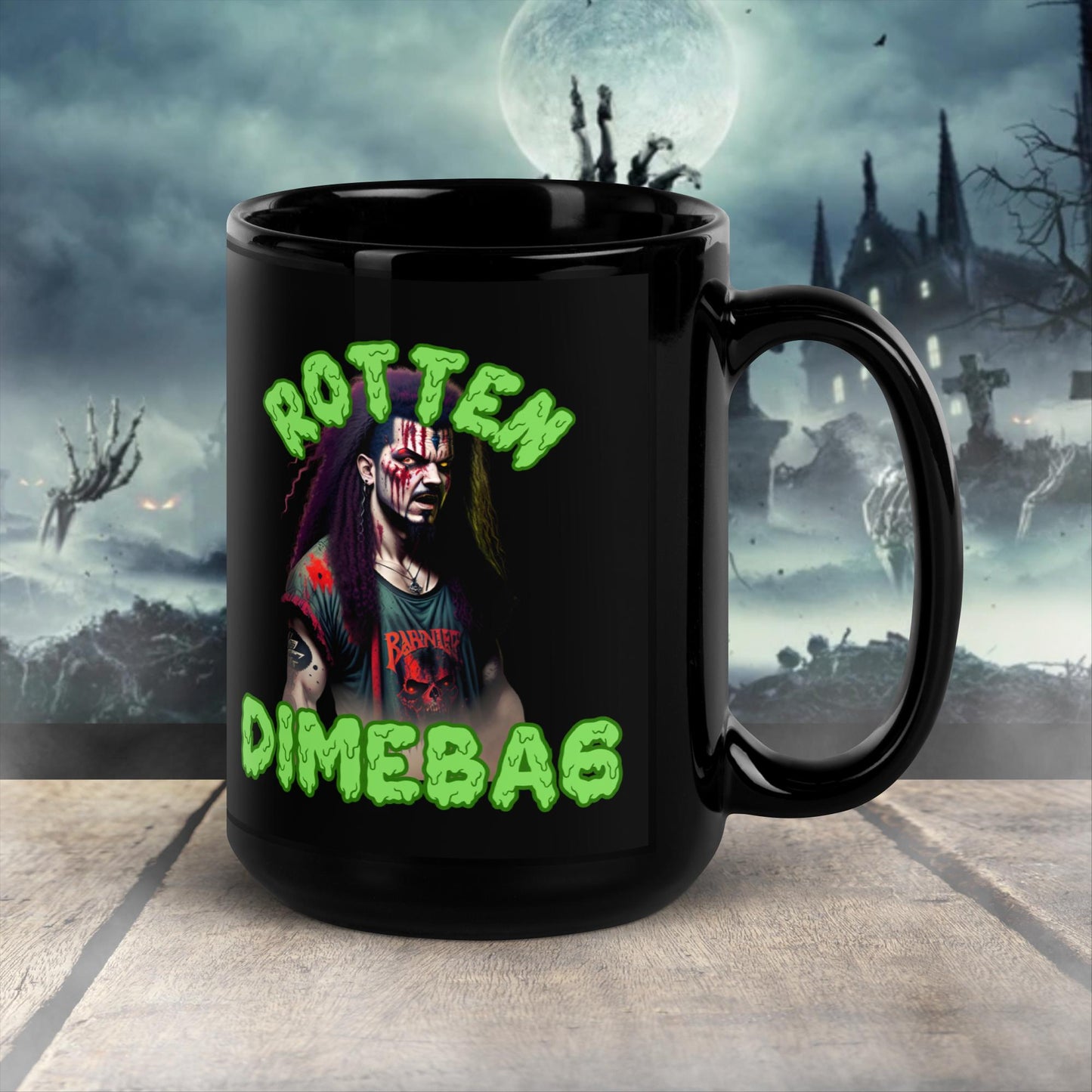 Christmas gift Dimebag Darrell shiny black mug Vintage Panther